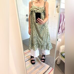 Marc by Marc Jacobs Green Silk Floral Print Dress with Ruffles